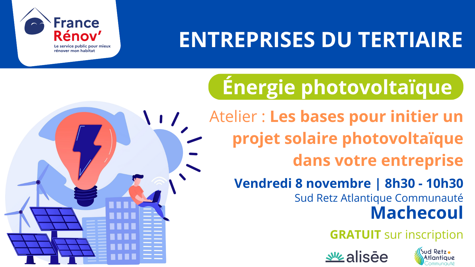 Atelier du 8 novembre 2024 les bases pour initier un projet solaire photovoltaïque dans votre entreprise