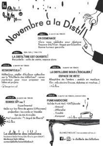 Programme de novembre à la distillerie